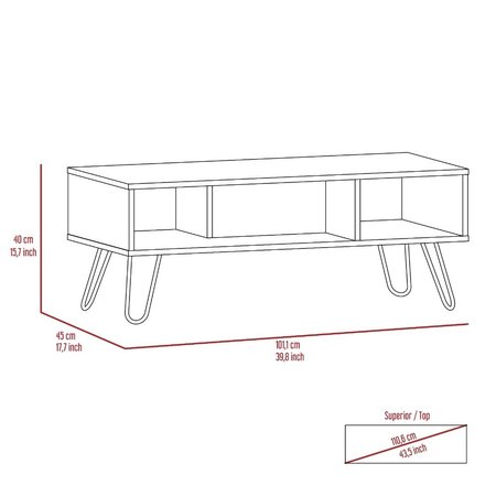 Tuhome Vassel Coffee Table, Hairpin Legs, Two Shelves, Espresso MLC4755